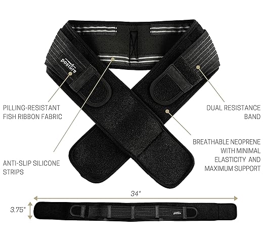 Vriksasana Posture Sacroiliac Hip Belt for Women and Men That Alleviates Sciatic, Pelvic, Lower Back, Leg and Sacral Nerve Pain Caused by Si Joint Dysfunction| Trochanter Brace EXTRA SMALL (Petite, Black)