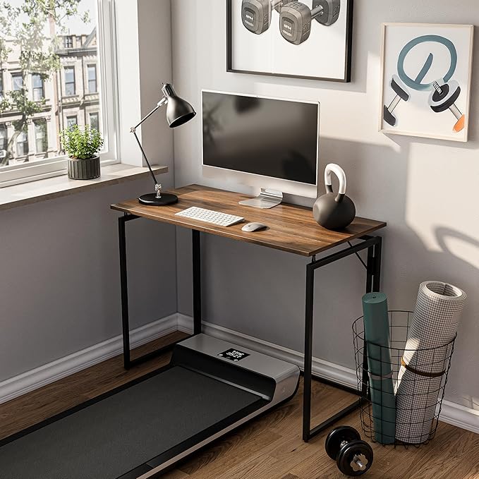 alawooder Folding Desk - 31.5" Wood Top Foldable Desk for Small Spaces | No Assembly Required Compact Desk for Home Office, Writing, and Study