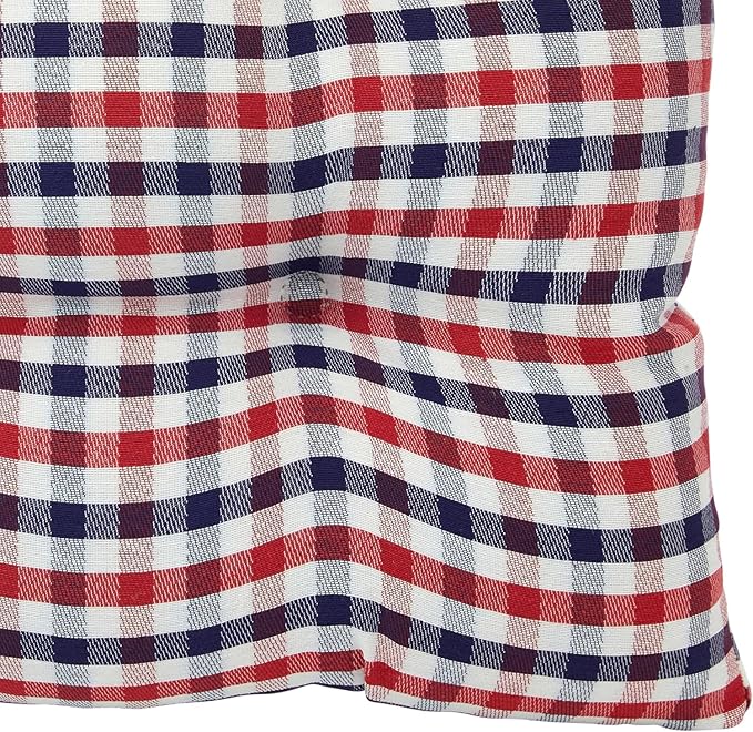Klear Vu Gripper Overstuffed Universal Non-Slip Dining Chair Cushions for Kitchen Decor or Office Use, U-Shaped Skid-Proof Seat Pad, 15x15 Inches, 2 Count (Pack of 1), Gingham Red White Blue