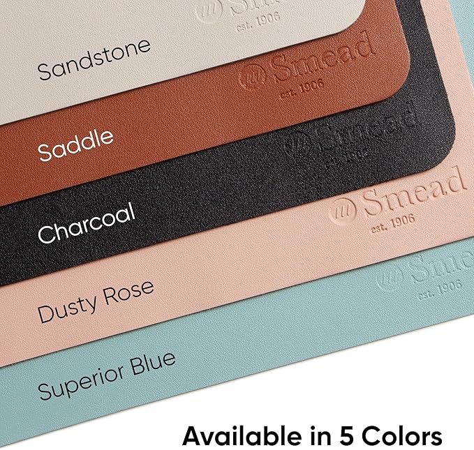 Smead Desk Pad, Vegan Leather Desk Mat with Non-Slip Faux Suede Backing, Perfect Desk Organizer for Office Decor, 31.5” x 15.7” Medium, Sandstone (64831)