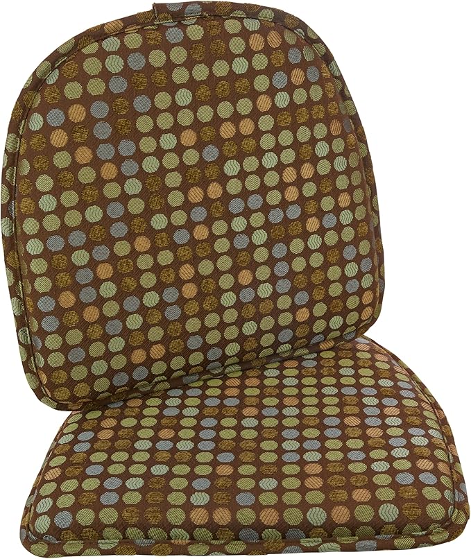 Klear Vu Raindrop The Gripper Non Slip Chair Cushions, Soft & Comfortable Seat Pad, Sitting Pillow for Kitchen, Dining or Office, 2 Count (Pack of 1), Brown Dotty