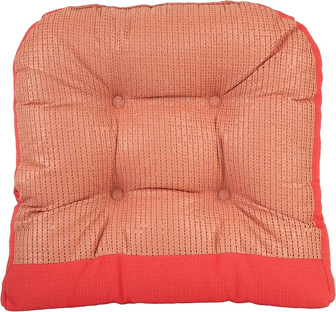 Klear Vu Gripper Overstuffed Universal Non-Slip Dining Chair Cushions for Kitchen Decor or Office Use, U-Shaped Skid-Proof Seat Pad, 15x15 Inches, 4 Count (Pack of 1), Solid Coral