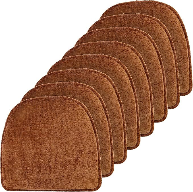 Klear Vu Raindrop The Gripper Non Slip Chair Cushions, Soft & Comfortable Seat Pad, Sitting Pillow for Kitchen, Dining or Office, 8 Count (Pack of 1), Spice