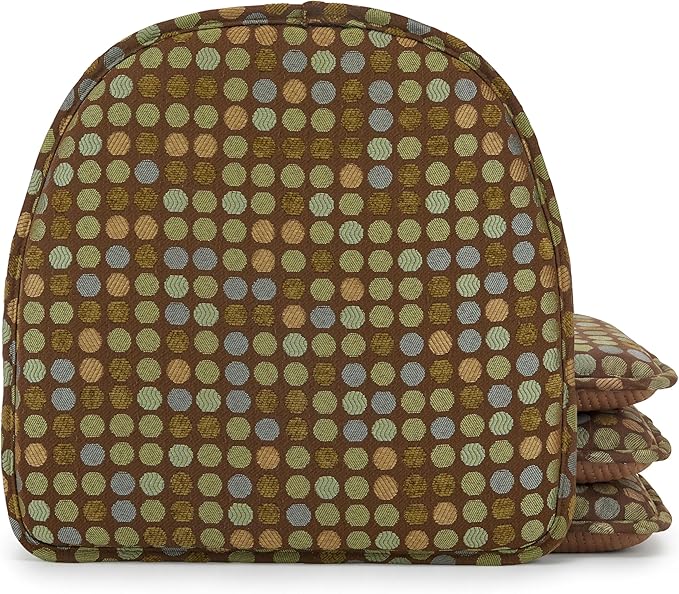 Klear Vu Raindrop The Gripper Non Slip Chair Cushions, Soft & Comfortable Seat Pad, Sitting Pillow for Kitchen, Dining or Office, 4 Count (Pack of 1), Brown Dotty