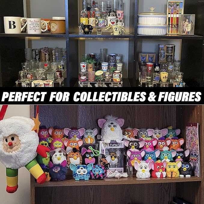 AZEAM Acrylic Riser,Clear Display Risers Stand Perfume Organizer Cologne Acrylic Shelves 3 Tiered Cupcake Shelf for Amiibo Funko POP Figures Food Desserts Holder Collection Cosmetic Vendor Product