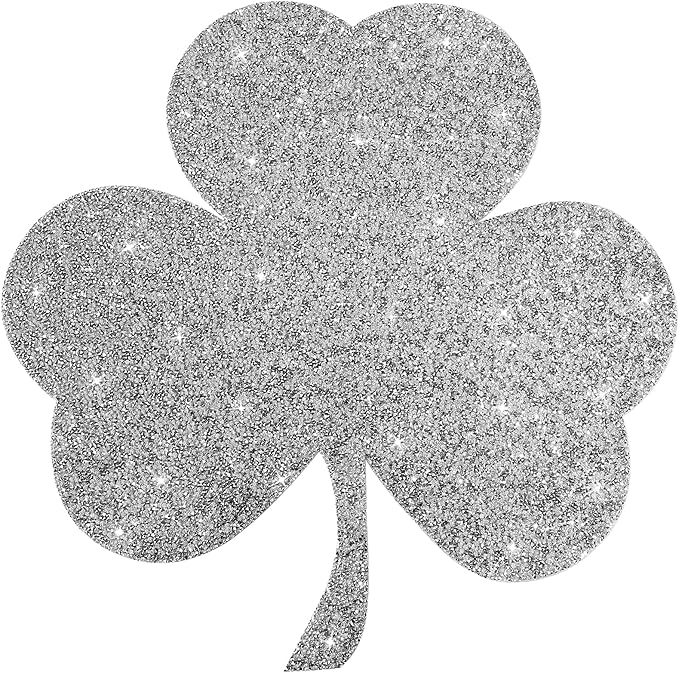 Silver Placemat, Sparkle Glitter Rhinestones Table Mat Crushed Diamond Shamrock Table Placemat 16inch for St. Patrick's Day Home Kitchen Dinning Decorations