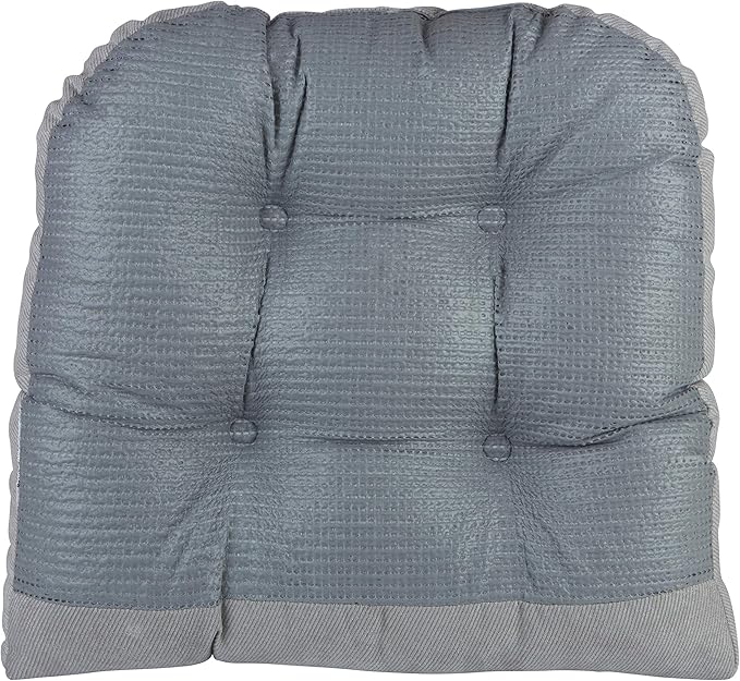 Klear Vu Gripper Overstuffed Universal Non-Slip Dining Chair Cushions for Kitchen Decor or Office Use, U-Shaped Skid-Proof Seat Pad, 15x15 Inches, 4 Count (Pack of 1), Linear Gray