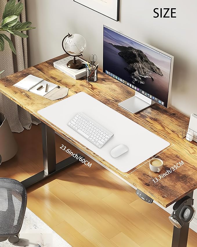 Desk Pad Mat 23.6"x13.7" - Waterproof Mouse Pad & Desk Protector, Non-Slip PU Leather for Gaming Keyboard/Mouse, Stitched Edge XL Office Desk Pad with Ergonomic Support(White)