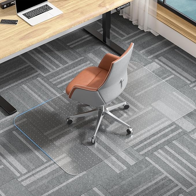 Office Chair Mat for Carpet, 55" X 36" X 0.09" Carpet Chair Mats, Clear and Thick Rolling Computer Chair Mat with Non-Slip Studded for Home and Office Low Pile Carpets