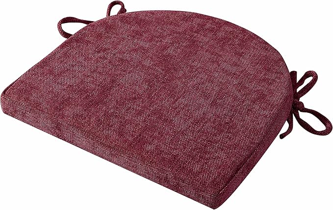 Chair Cushions 100% High Density Memory Foam Pads U Shaped 17" x 16"Non Slip Skid Rubber Back Seat Cover, 6 Pack, Wine Burgundy