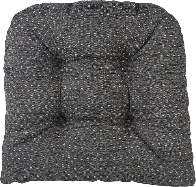 Klear Vu Gripper Overstuffed Universal Non-Slip Dining Chair Cushions for Kitchen Decor or Office Use, U-Shaped Skid-Proof Seat Pad, 15x15 Inches, 2 Count (Pack of 1), Ditzy Dot Gray