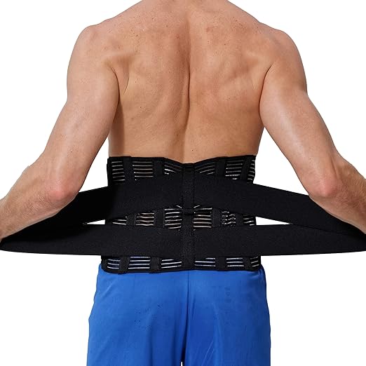 NeoTech Care Adjustable Compression Back Brace Lumbar Support Belt, Black, Size M