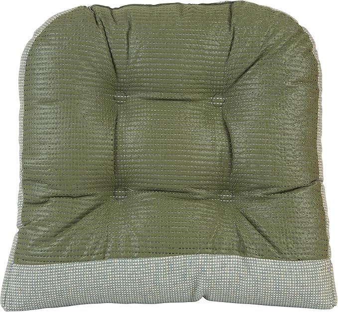 Klear Vu Gripper Overstuffed Universal Non-Slip Dining Chair Cushions for Kitchen Decor or Office Use, U-Shaped Skid-Proof Seat Pad, 15x15 Inches, 2 Count (Pack of 1), Solid Spa