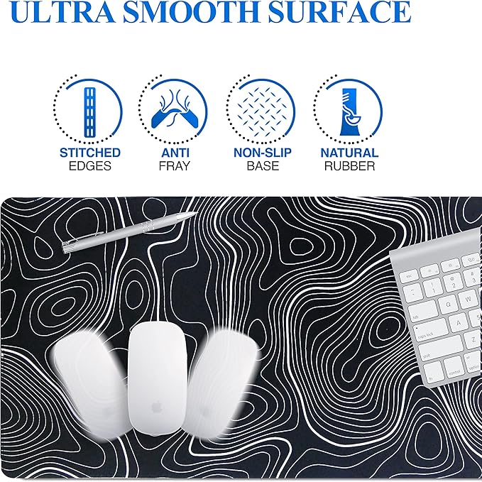 Gaming Mouse Pad XXL Extended Large Desk Pad Mat 34.65 x 15.75 Inches Keyboard Laptop Computer Mousepad with Non-Slip Base Stitched Edge for Home Office Gaming Work