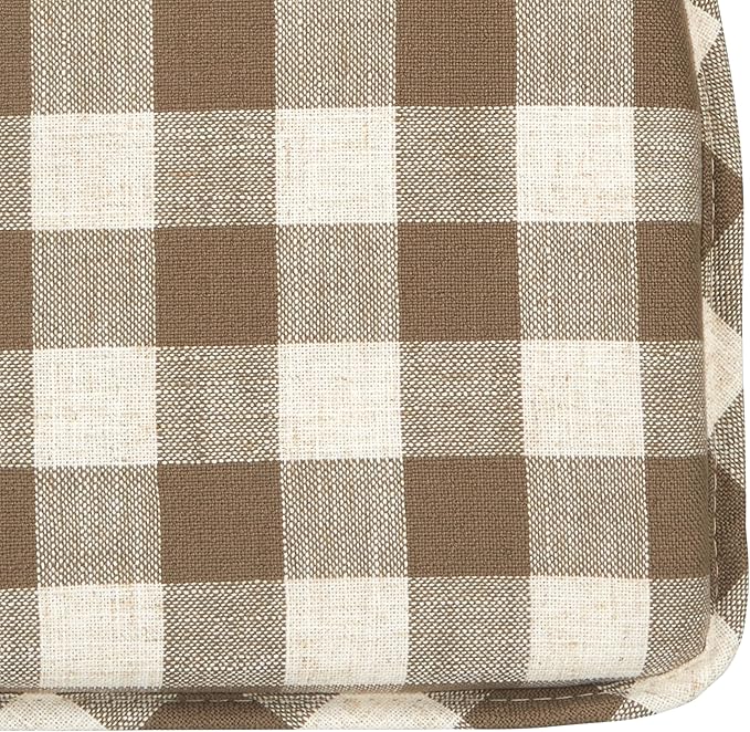 Klear Vu The Gripper Non-Slip Linen Check Dining Kitchen Chair Pads, 16" x 15", Set of 6, Liza Check Taupe