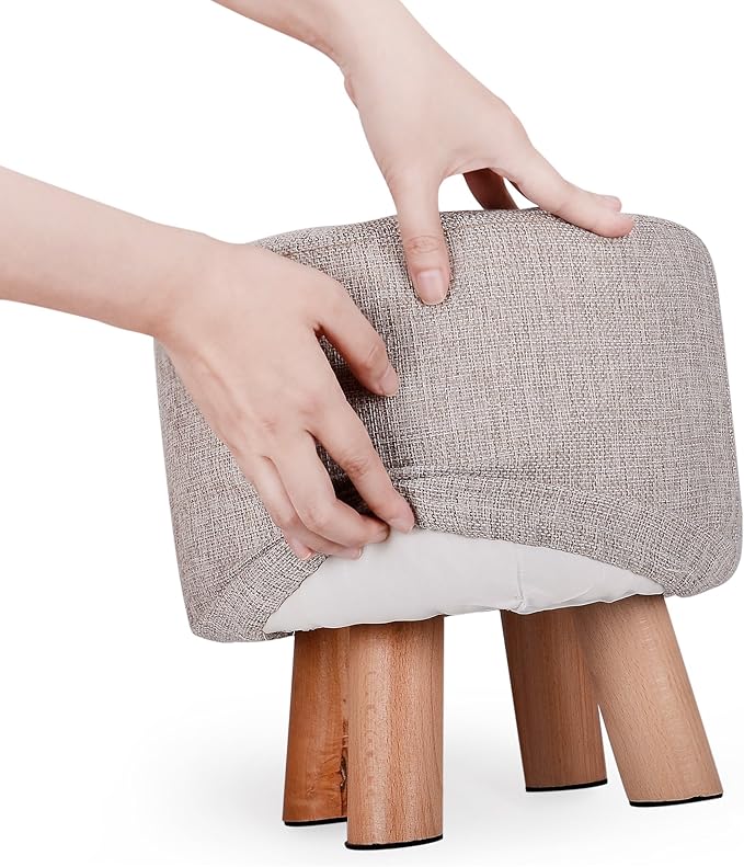 H&B Luxuries Fabric Round Padded Ottoman Foot Rest Stool