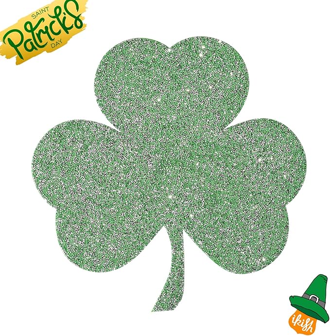 Green Placemat, Sparkle Glitter Rhinestones Table Mat Crushed Diamond Shamrock Table Placemat 16inch for St. Patrick's Day Home Kitchen Dinning Decorations