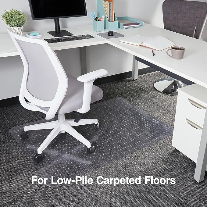 Staples Office Chair Mat, Clear Floor Mats, Low-Pile Carpets, 48 x 36 Inch, Smooth Glide