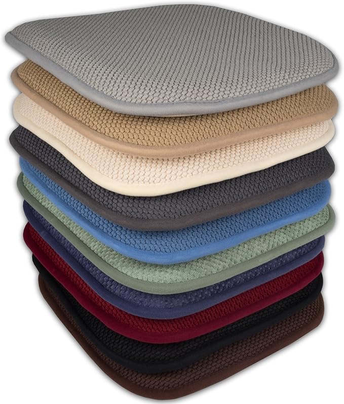 Sweet Home Collection Cushion Memory Foam Chair Pads Honeycomb Nonslip Back Seat Cover 16" x 16" 4 Pack Red