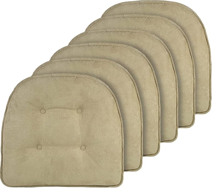 Non-Slip Chair Cushions, Assembled in USA, U-Shaped Skid-Proof Seat Pads for Dining Room, Kitchen, Office, 15"x16"