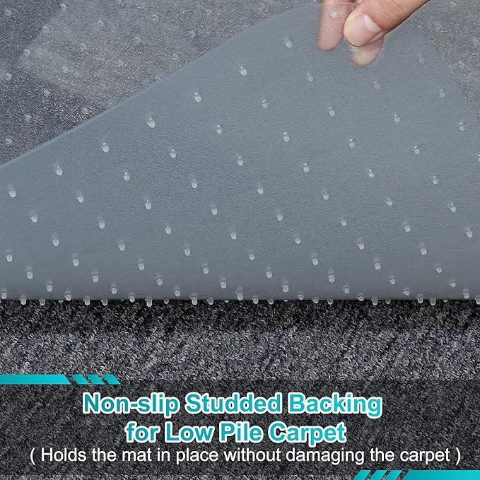 2 Pack Office Chair Mat for Carpets, 48" x 60" Clear Chair Mat for Carpeted Floors, Heavy Duty Under Desk Protector Carpeted Floors Mats, Rolling Computer Floor Mats with Studs for Home and Office