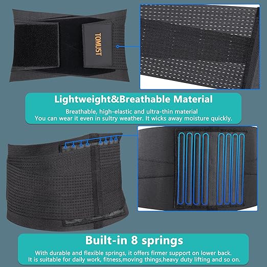 Back Brace for Lower Back Pain Relief, Lumbar Support Belt with Dual Adjustable Straps for Lifting, Working, Sitting and Daily Support for Men Women, L
