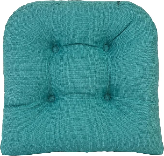 Klear Vu Gripper Overstuffed Universal Non-Slip Dining Chair Cushions for Kitchen Decor or Office Use, U-Shaped Skid-Proof Seat Pad, 15x15 Inches, 2 Count (Pack of 1), Solid Teal Blue