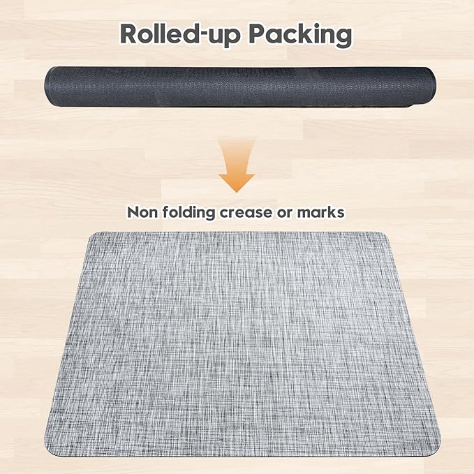 Sycoodeal Office Chair Mat for Hardwood & Tile Floor,Computer Gaming Chair Mat for Rolling Chairs Non-Curve, Anti-Slip, Heavy Duty Floor Protector for Home Office,Grey (36" x 48")