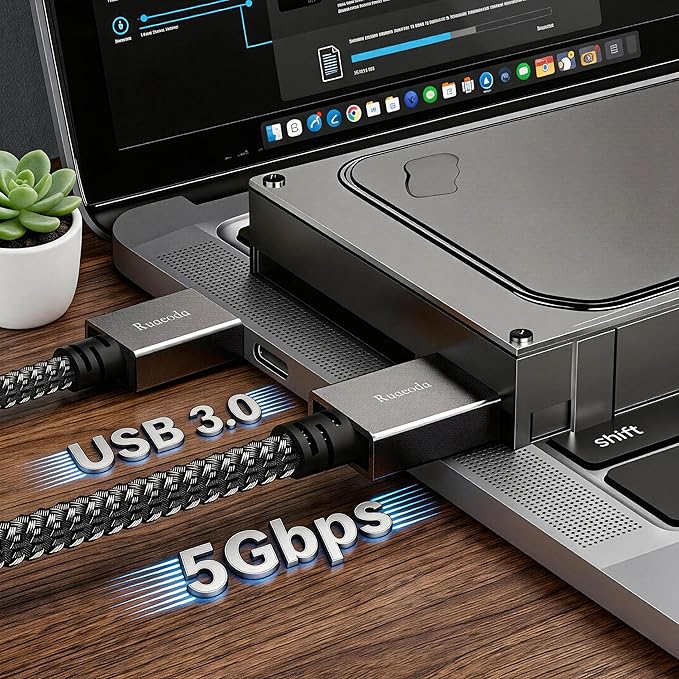 USB to USB Cable 1.5 ft, USB 3.0 Male to Male Type A to Type A Double Sided USB Cord for Data Transfer Compatible with Hard Drive, Laptop, DVD Player, TV, USB 3.0 Hub, Monitor and More