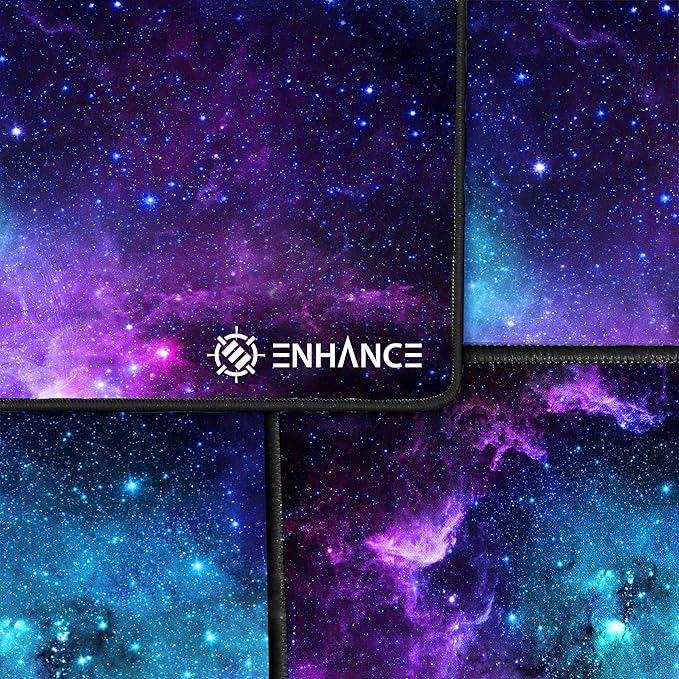ENHANCE Extended Large Gaming Mouse Pad - XXL Mouse Mat (31.5" x 13.75") Anti-Fray Stitching for Professional Esports with Low-Friction Tracking Surface and Non-Slip Backing (Galaxy)