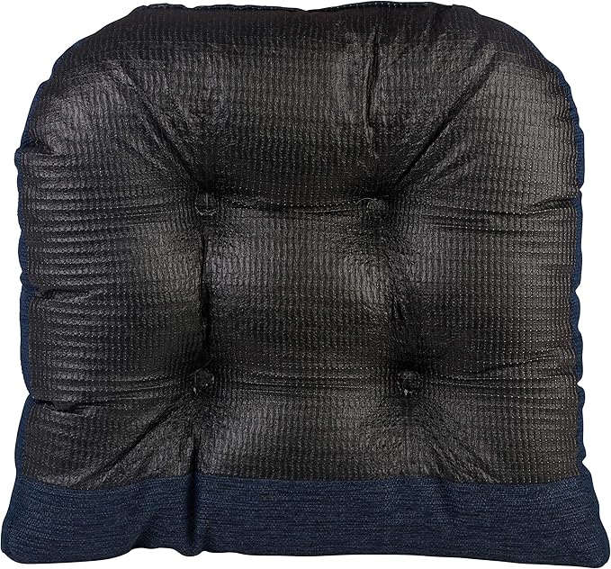 Klear Vu Gripper Overstuffed Universal Non-Slip Dining Chair Cushions for Kitchen Decor or Office Use, U-Shaped Skid-Proof Seat Pad, 15x15 Inches, 4 Count (Pack of 1), Solid Indigo Blue