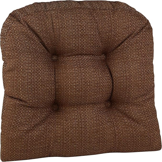 Klear Vu Gripper Overstuffed Universal Non-Slip Dining Chair Cushions for Kitchen Decor or Office Use, U-Shaped Skid-Proof Seat Pad, 15x15 Inches, 4 Count (Pack of 1), Waffle Brown