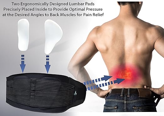 Back Brace for Men Lower Back Pain Relief, Back Support Belt with Dual Lumbar Sacral Pads, Adjustable Straps and Cooling Liner (X-Small/Small)