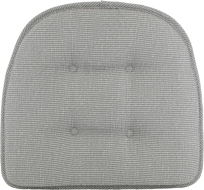 Klear Vu Omega Non-Slip Chair Cushions, Assembled in USA, U-Shaped Skid-Proof Seat Pads for Dining, Kitchen, Office, 15"x16", 6 Pack, Slub Gray