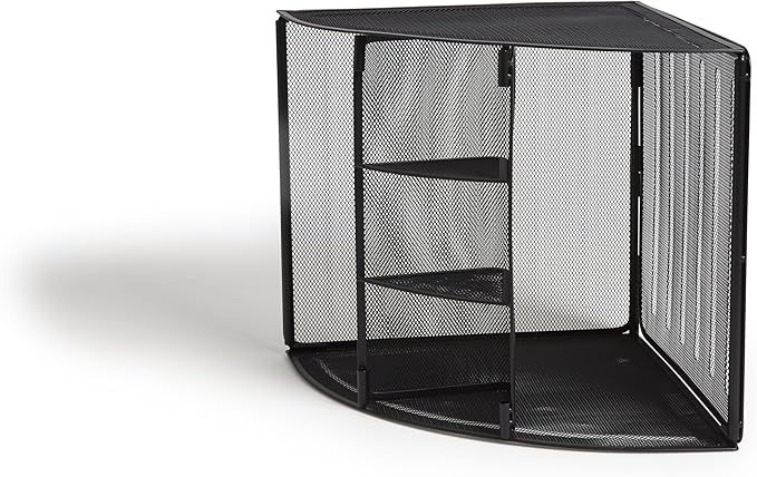 TRU RED Wire Mesh Corner Desk Organizer, 4‑Compartment – Space‑Saving Desktop Storage for Files & Office Supplies