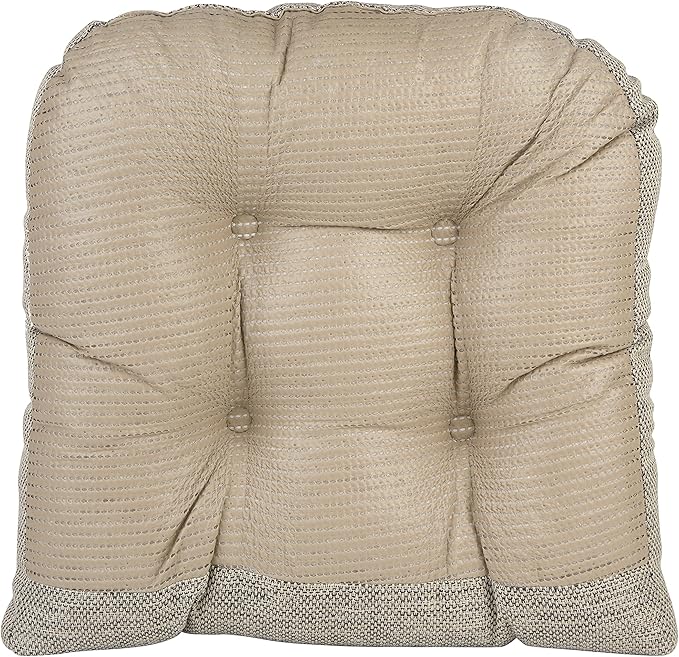 Klear Vu Gripper Overstuffed Universal Non-Slip Dining Chair Cushions for Kitchen Decor or Office Use, U-Shaped Skid-Proof Seat Pad, 15x15 Inches, 4 Count (Pack of 1), Distressed Gray