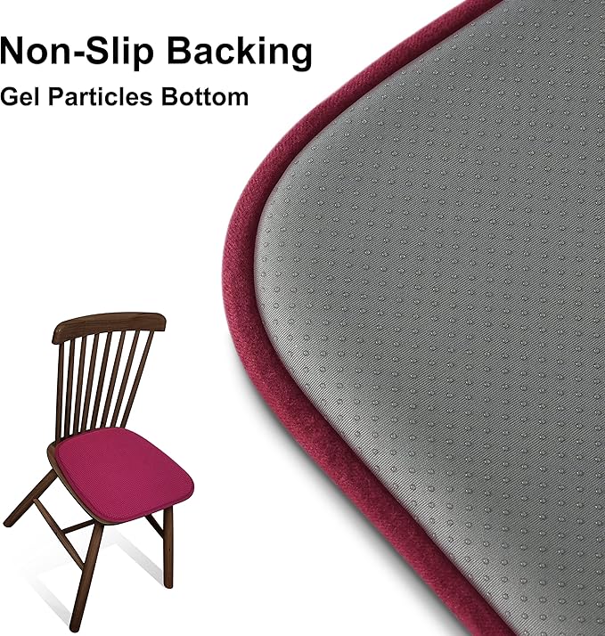 Shinnwa Kitchen Seat Cushions Set of 4, Non Slip Dining Chair Cushions, U-Shaped Indoor Chair Pads, 4 Pack, 15 x 16 Inches, Burgundy