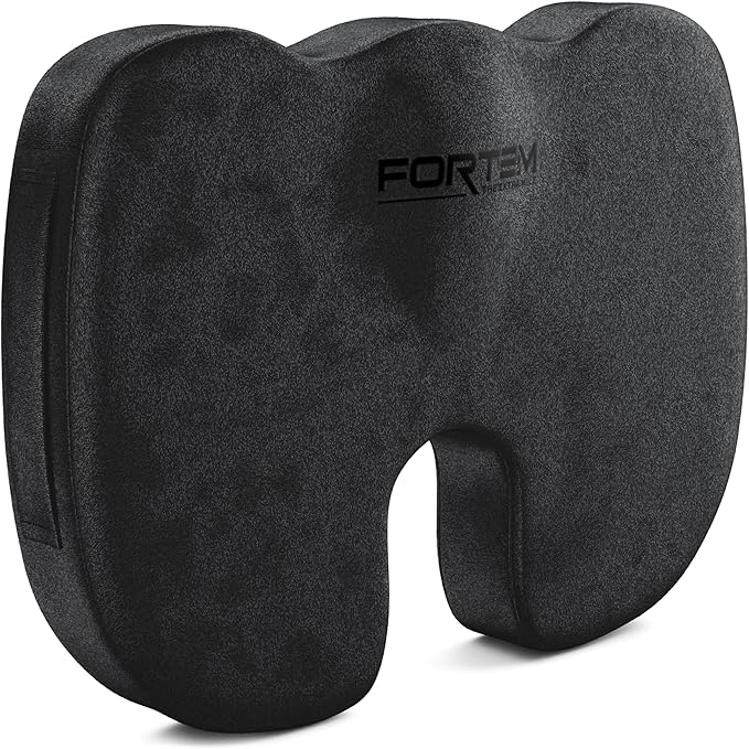 FORTEM Seat Cushion, Office Chair Cushion, Memory Foam Car Seat Cushions, Sciatica Coccyx Tailbone Pain Relief, Chair Cushions for Back Support, Sitting Pad for Gaming, Washable Cover, Non Slip, XL
