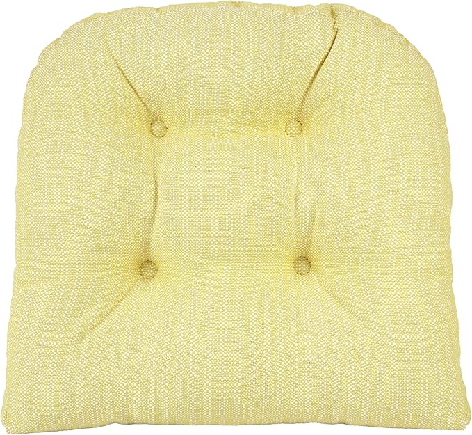 Klear Vu Gripper Overstuffed Universal Non-Slip Dining Chair Cushions for Kitchen Decor or Office Use, U-Shaped Skid-Proof Seat Pad, 15x15 Inches, 2 Count (Pack of 1), Solid Yellow