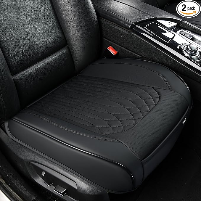 KAYI Car Seat Cover, Memory Foam Car Seat Cushion, Non-Slip Bottom Breathable Car Seat Cover, Relieve Tailbone Pain, Car Seat Protector, Suitable for 95% of Vehicles (Black, 2 Pack)