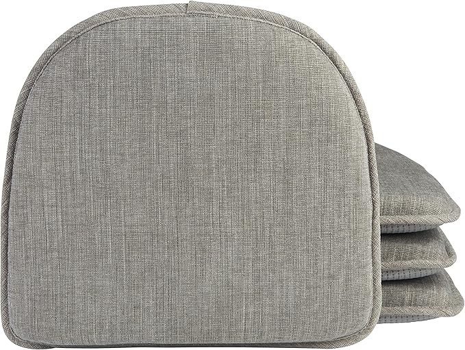 Klear Vu Raindrop The Gripper Non Slip Chair Cushions, Soft & Comfortable Seat Pad, Sitting Pillow for Kitchen, Dining or Office, 4 Count (Pack of 1), Steel Gray