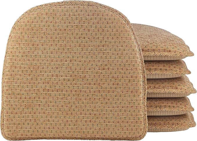 Klear Vu Raindrop The Gripper Non Slip Chair Cushions, Soft & Comfortable Seat Pad, Sitting Pillow for Kitchen, Dining or Office, 6 Count (Pack of 1), Natural
