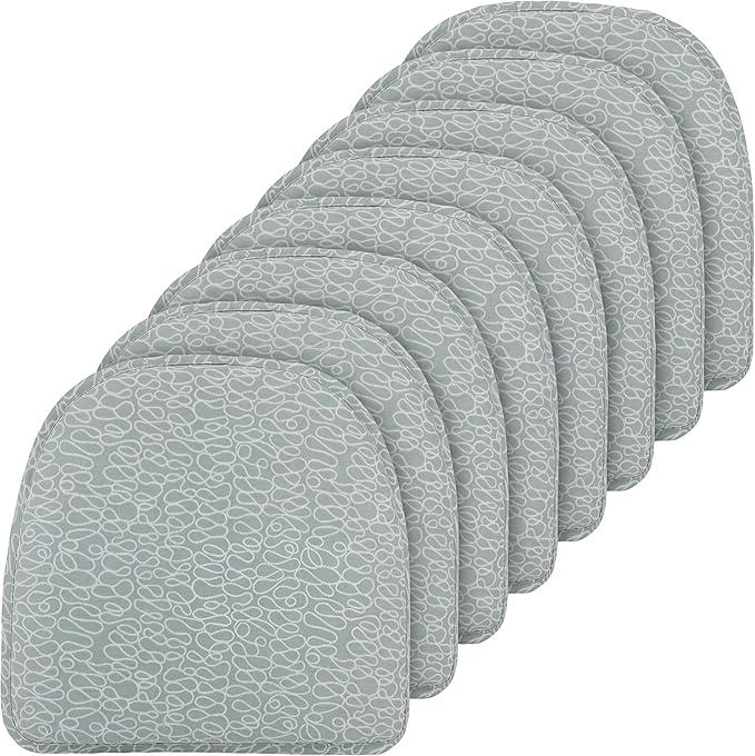 Klear Vu Raindrop The Gripper Non Slip Chair Cushions, Soft & Comfortable Seat Pad, Sitting Pillow for Kitchen, Dining or Office, 8 Count (Pack of 1), Scribble Spa