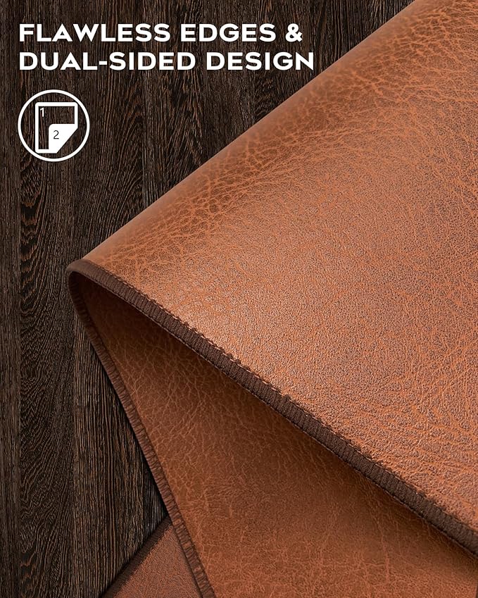 Retro Luxe Leather Desk Pad Protector,Mouse Pad and Keyboard Mat,Office Desk Mat,Dual-Sided Design,Waterproof Desk Writing Pad for Office and Home (Saddle Brown, 23.6" x 13.8")