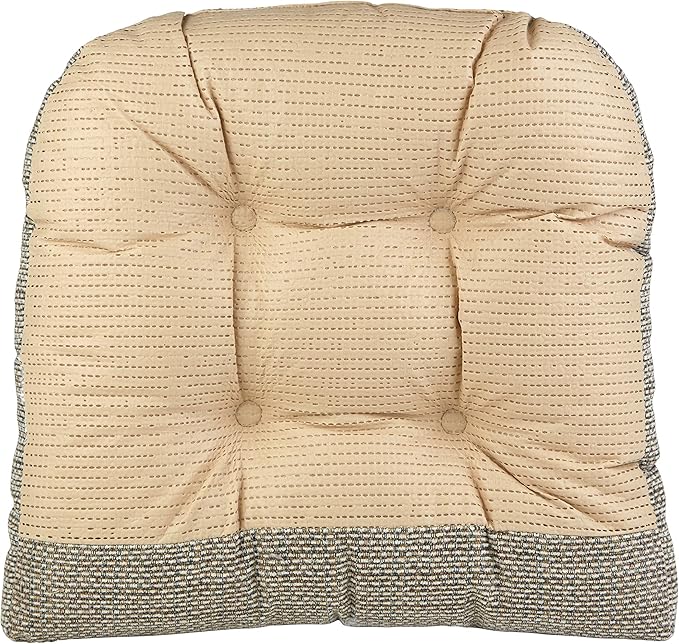 Klear Vu Gripper Overstuffed Universal Non-Slip Dining Chair Cushions for Kitchen Decor or Office Use, U-Shaped Skid-Proof Seat Pad, 15x15 Inches, 8 Count (Pack of 1), Waffle Natural