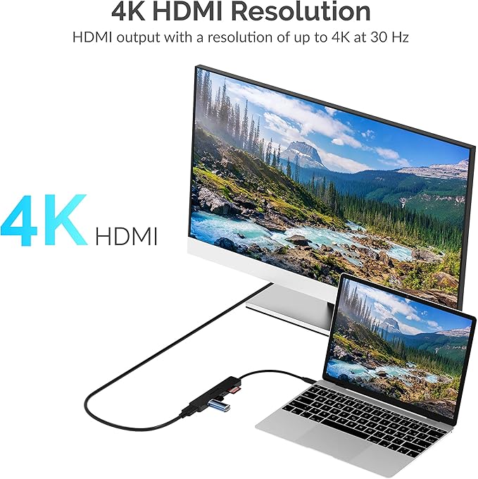 SABRENT Multi-Port USB Type-C Hub with 4K HDMI | Power Delivery (60 Watts) | 1 USB 3.0 Port | 1 USB 2.0 Port | SD/microSD Card Reader (HB-TC6C)