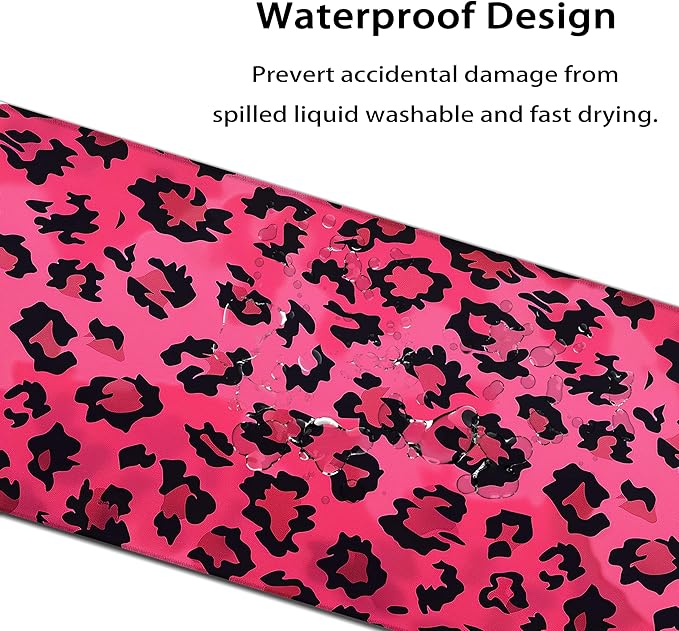 35.4 x 15.7 in, XXL Large Mouse Pad for Desk, Extended Keyboard Mouse Mat for Computer Office, Big Mouse pad with Stitched Edges, Gaming Pc-Pink Leopard Print