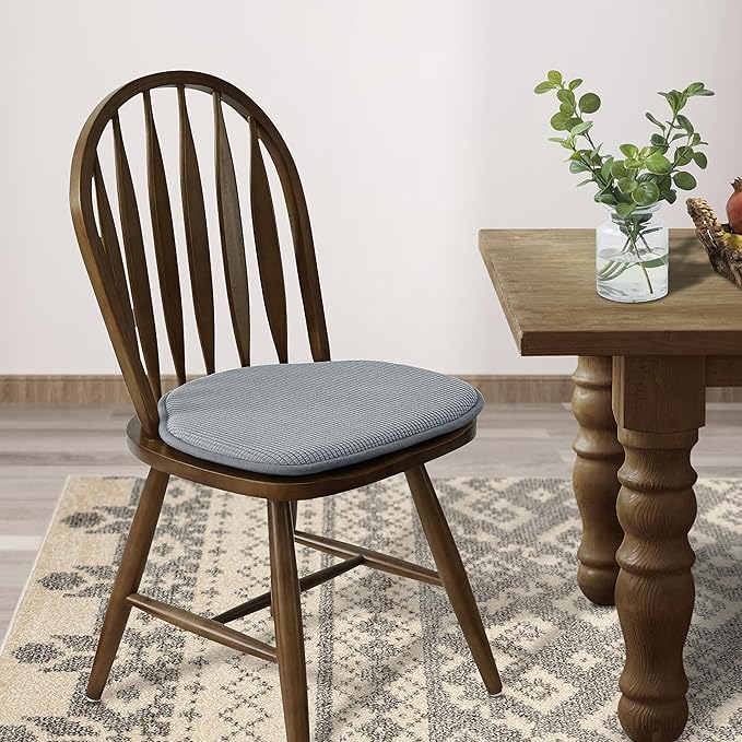 Shinnwa Windsor Chair Cushions Set of 6, Farmhouse Chair Pads for Dining Room, Non Slip Kitchen Seat Cushions, 6 Pack, 17 x 15.5 inches, Grey