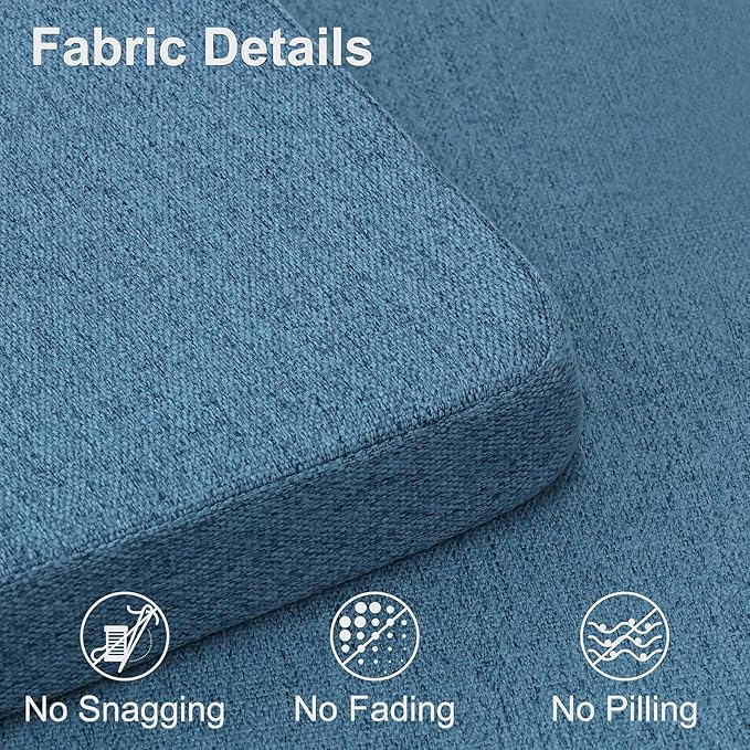 Shinnwa Dining Chair Cushions Set of 2, Non-Slip Kitchen Chair Cushions with Ties and Machine Washable Cover, 2 Pack, 17 x 16.5 x 2in, Blue
