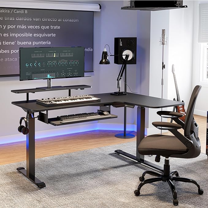 EUREKA ERGONOMIC Standing Desk (61"x43")- L Shaped Desk with Keyboard Tray Adjustable Height Sit Stand Computer Desk Corner Gaming Ergo Desk w Memory Presets, Monitor Stand, LED/USB/Dual Motor, Right